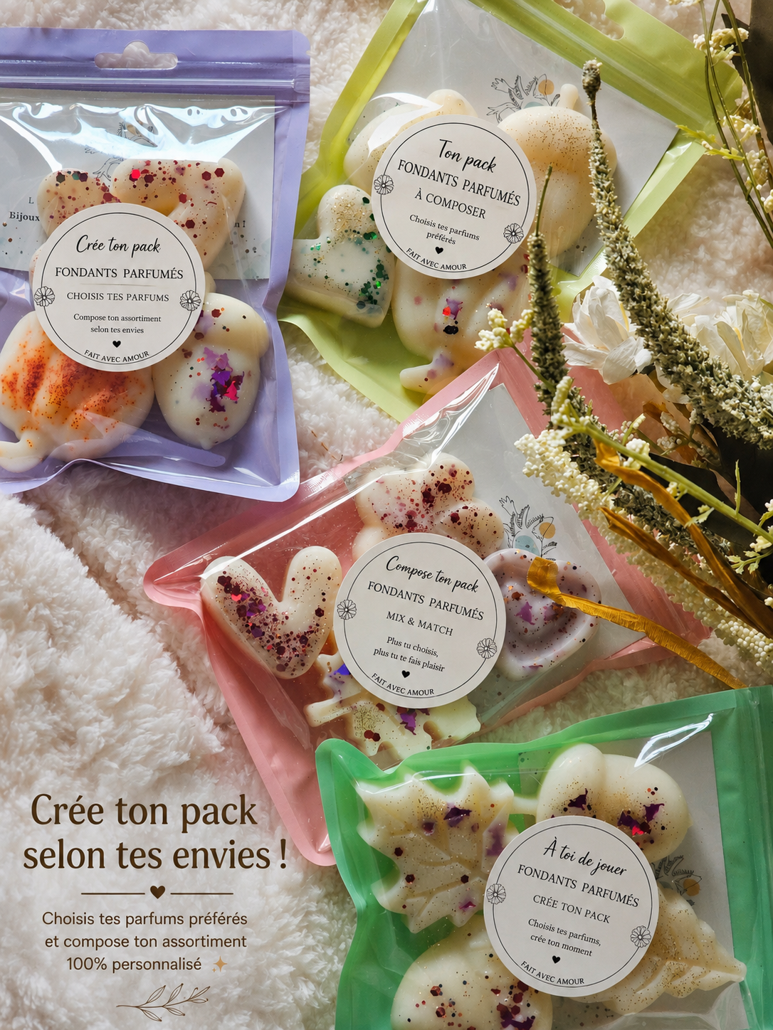 Composez votre pack de 4 fondants parfumés - Cire d'olive 100 % végétale